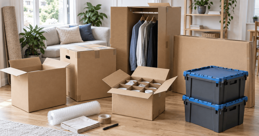 Different types of moving boxes for a home move in Hong Kong